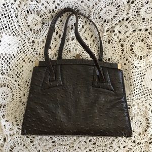 VINTAGE OSTRICH DARK BROWN HANDBAG